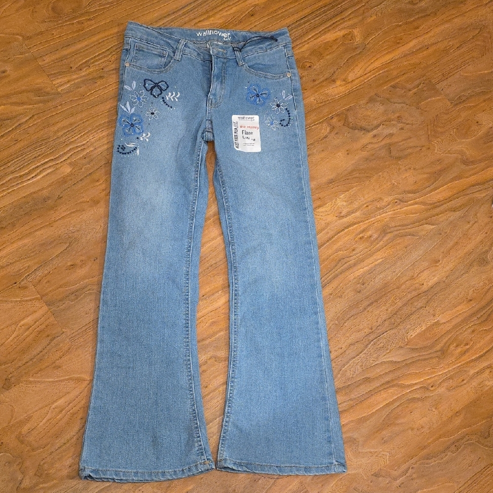 Wallflower Light Blue Flare Jeans with Embroidery